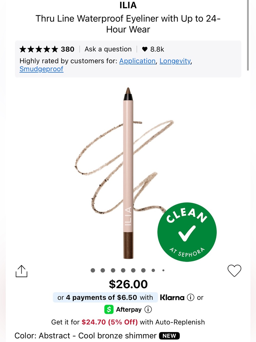 Ilia thru line waterproof eyeliner shade abstract